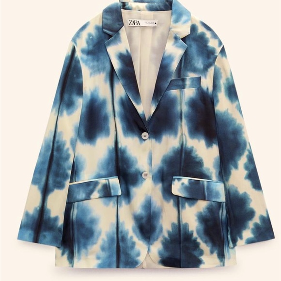 Zara Printed Satin Blazer - Picture 1 of 3